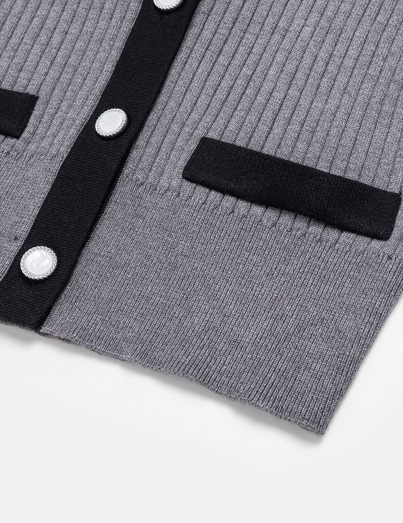 Áo khoác len nữ nẹp cổ thân vải phối