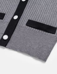 Áo khoác len nữ nẹp cổ thân vải phối