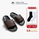  Dép Da Nam Nữ Quai Ngan M Masler-MT Sọc Chéo Basic, Chất Liệu Đế Cao Cấp Chống Trượt Quai Da MT10 
