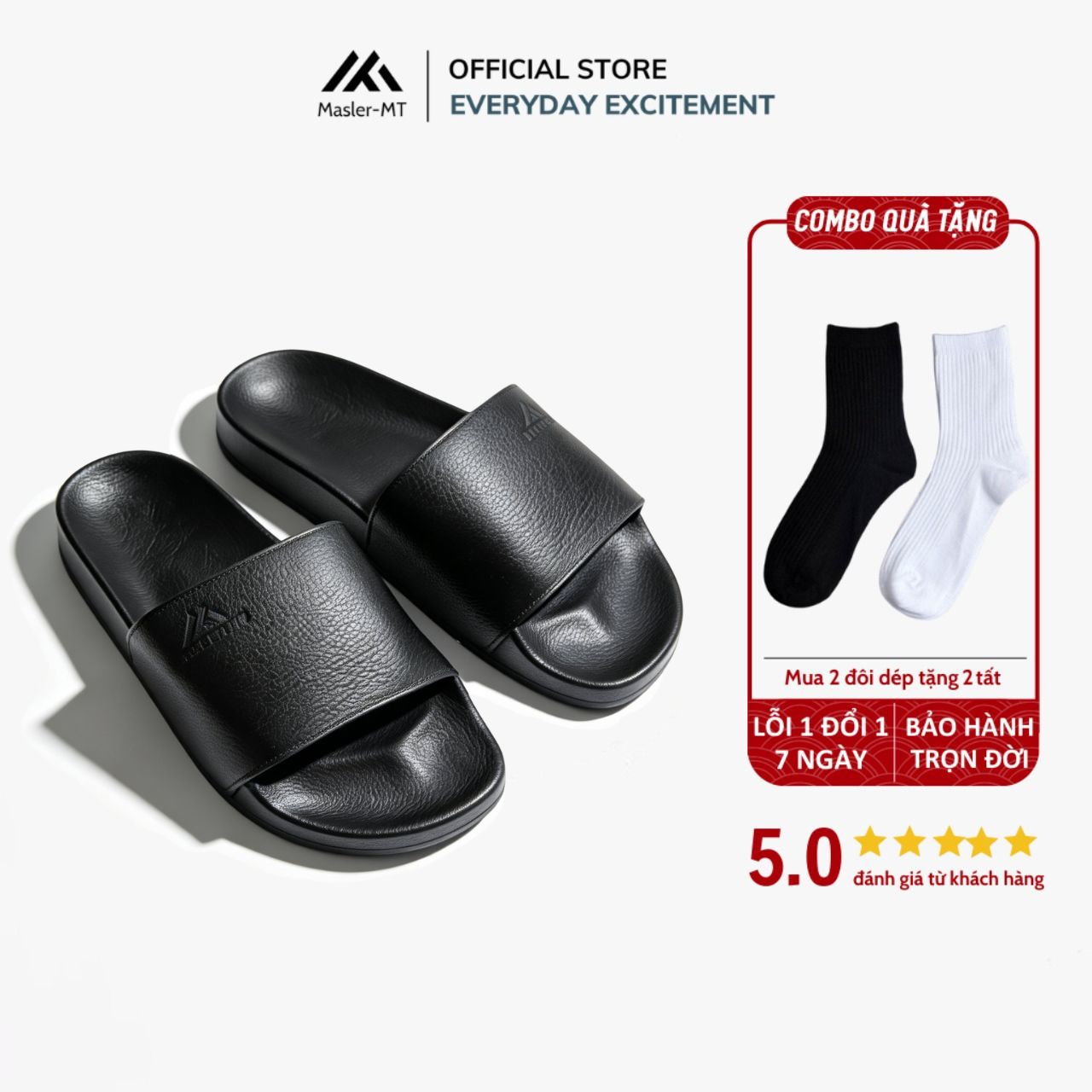  Dép Da Nam Nữ Quai Ngan M Masler-MT Kiểu Dáng Basic, Chất Liệu Đế Cao Cấp Chống Trượt Quai Da MT12 