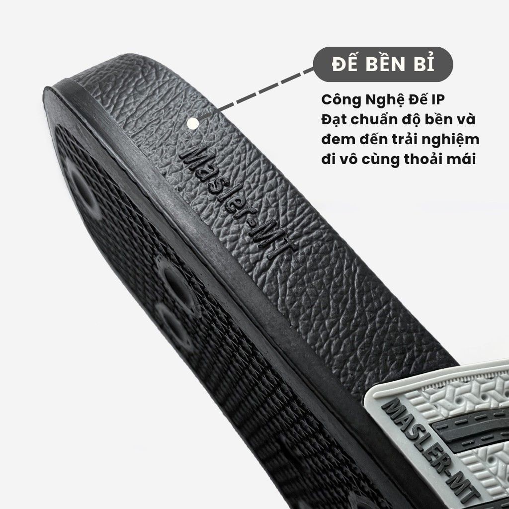  Dép quai ngang nam nữ Unisex Slipper M Masler-MT 3 sọc màu xám với lớp đế êm chân và chống trơn trượt XT1 