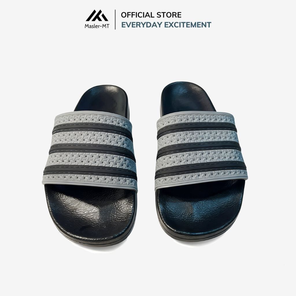  Dép quai ngang nam nữ Unisex Slipper M Masler-MT 3 sọc màu xám với lớp đế êm chân và chống trơn trượt XT1 