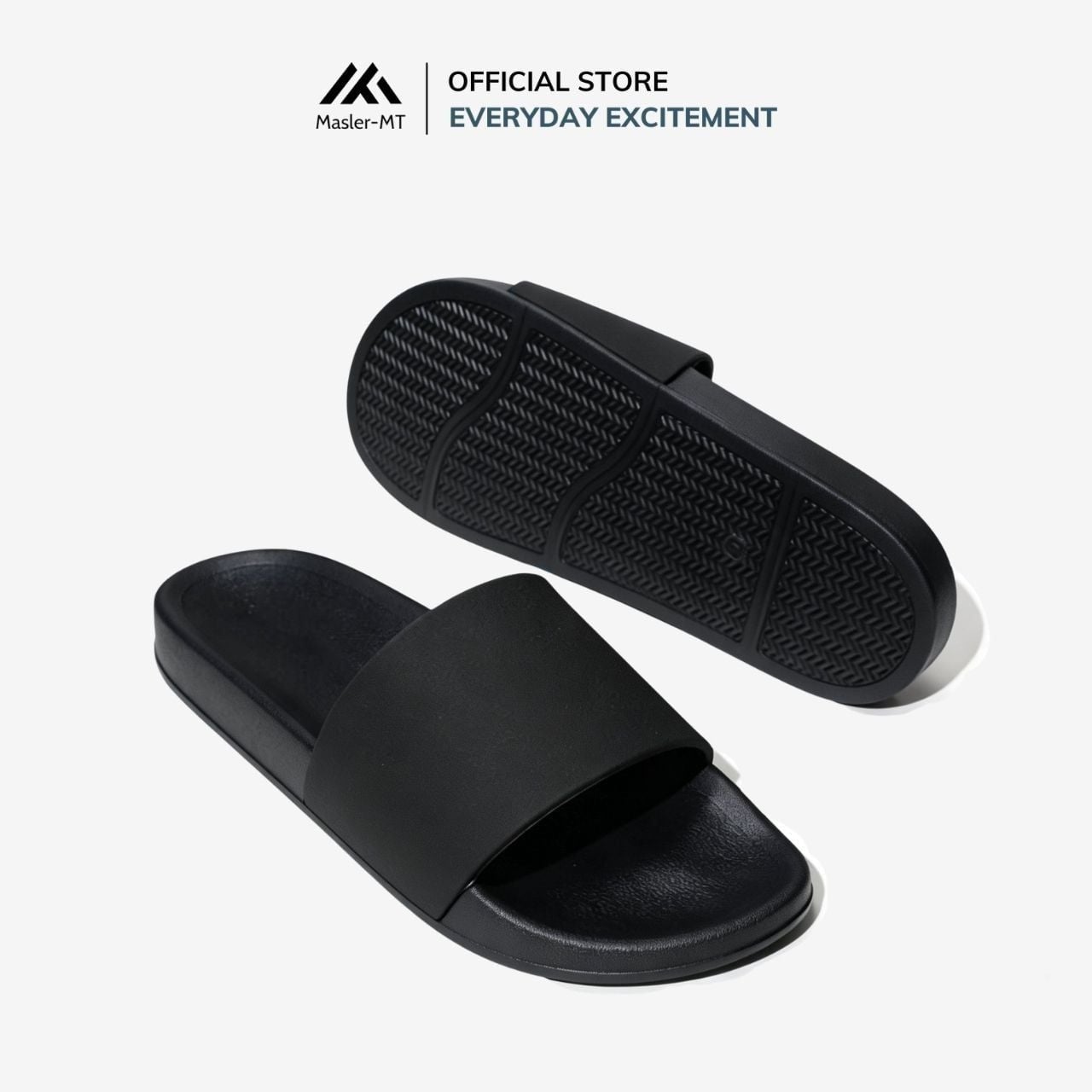  Dép da trơn quai ngang nam nữ Basic Unisex Slipper M Masler-MT với lớp đế IP chống trượt và quai da êm chân TRO1 