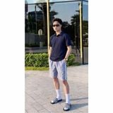  Dép quai ngang nam nữa Unisex Slipper M Masler-MT 3 sọc xanh navy với đế chống trượt và quai êm chân NV2 