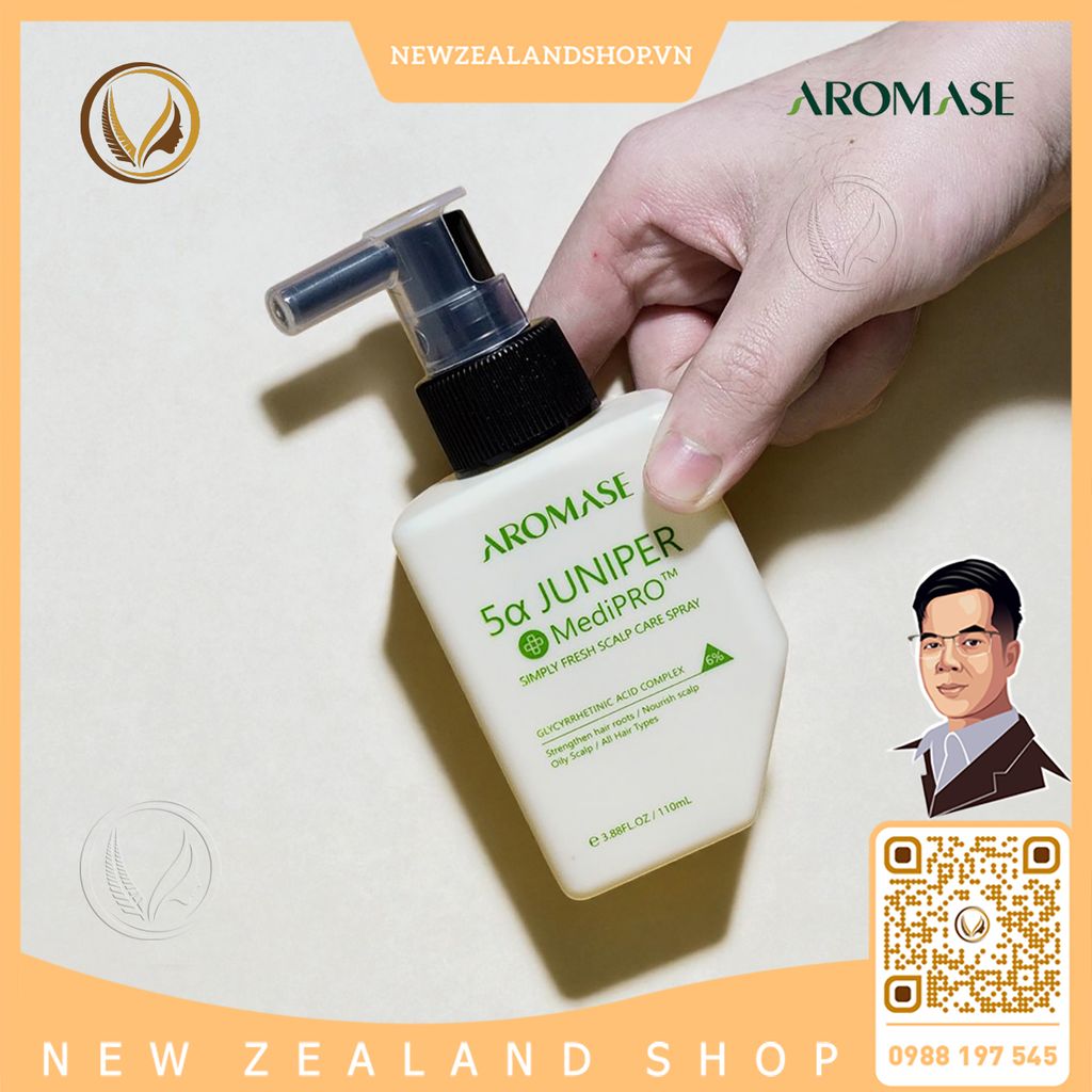Xịt dưỡng giảm ngứa da đầu, giảm viêm chuyên sâu AROMASE 5α Juniper MediPRO Simply Fresh Spray 110ml