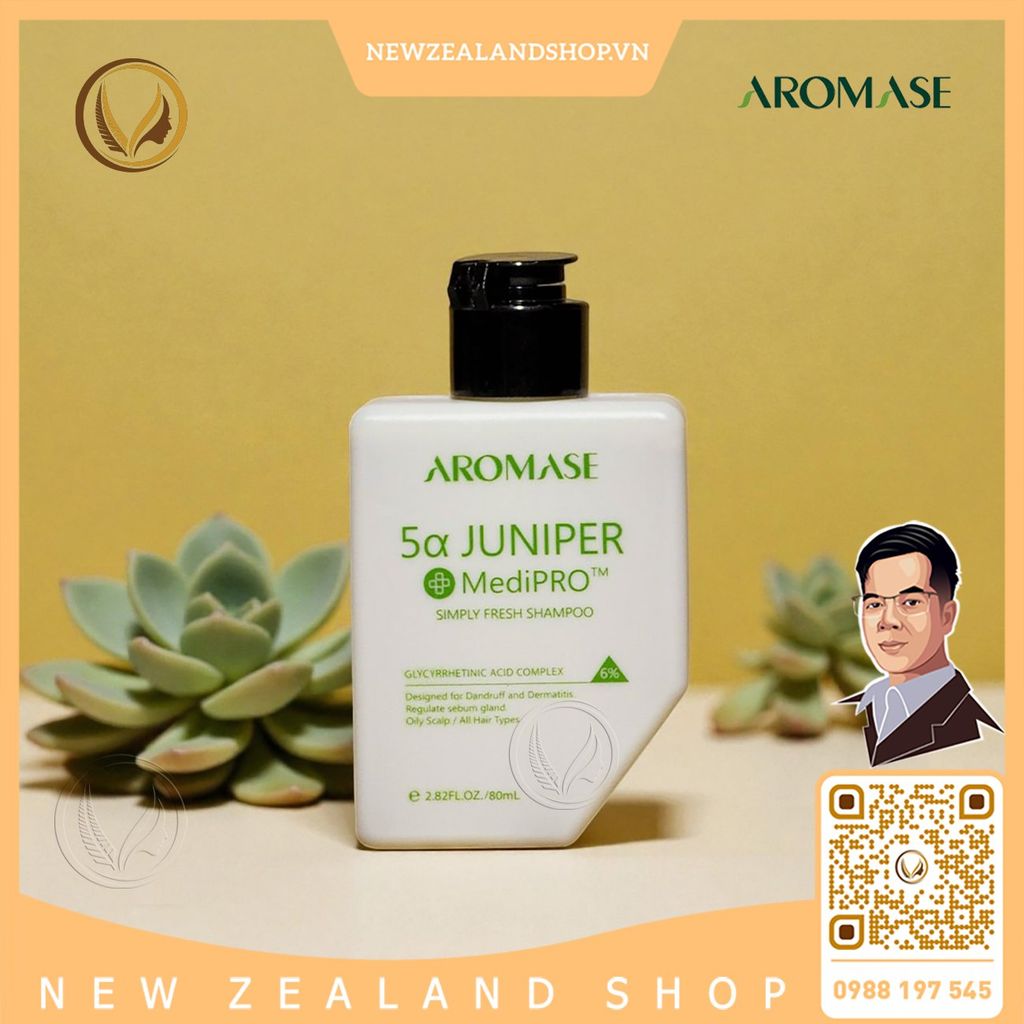 Dầu gội ngăn gàu, giảm viêm da đầu dầu chuyên sâu AROMASE 5α Juniper MediPRO Simply Fresh Shampoo 80ml