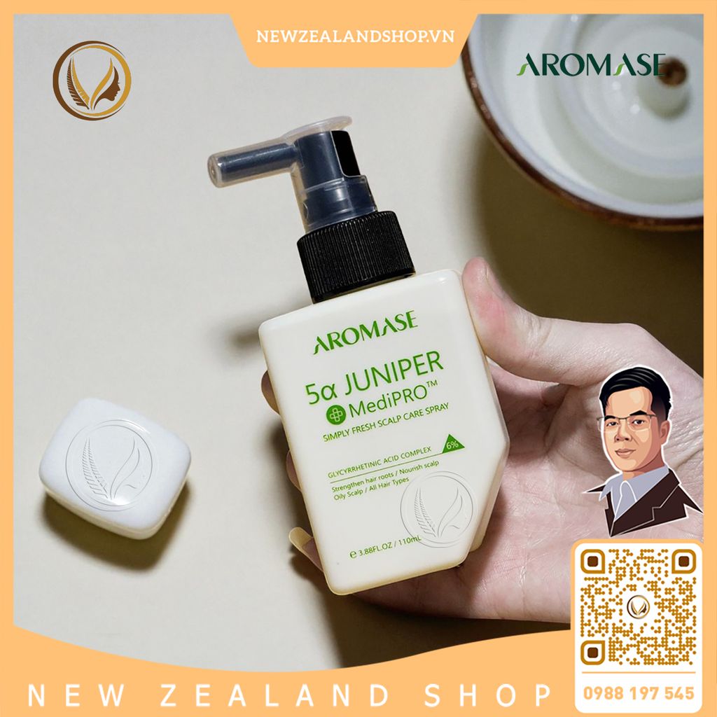 Xịt dưỡng giảm ngứa da đầu, giảm viêm chuyên sâu AROMASE 5α Juniper MediPRO Simply Fresh Spray 110ml