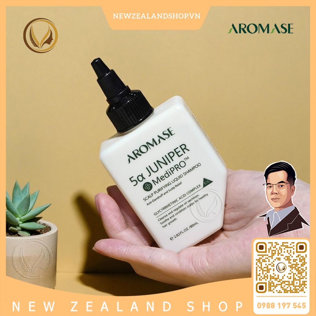 Dầu gội dạng lỏng làm sạch da đầu chuyên sâu AROMASE 5α Juniper MediPRO Scalp Purifying Liquid Shampoo 80ml