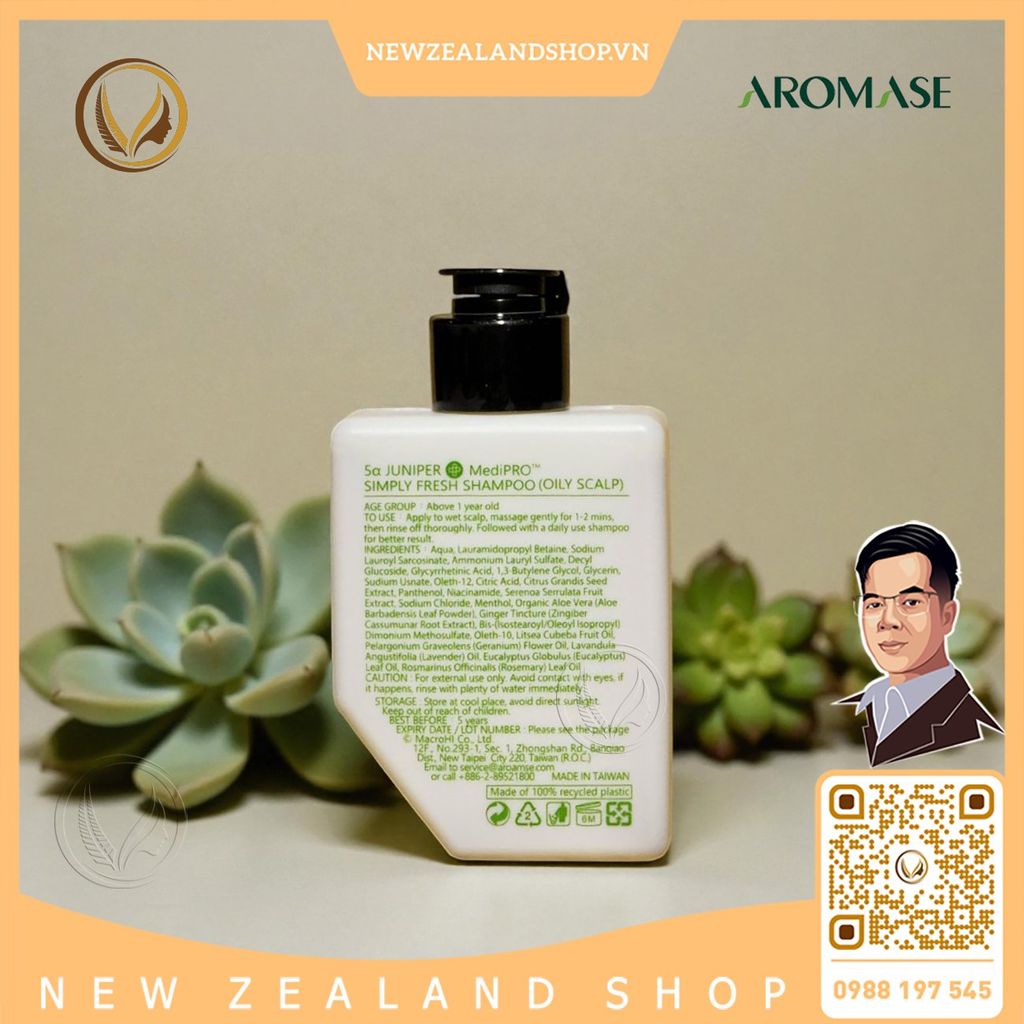 Dầu gội ngăn gàu, giảm viêm da đầu dầu chuyên sâu AROMASE 5α Juniper MediPRO Simply Fresh Shampoo 80ml