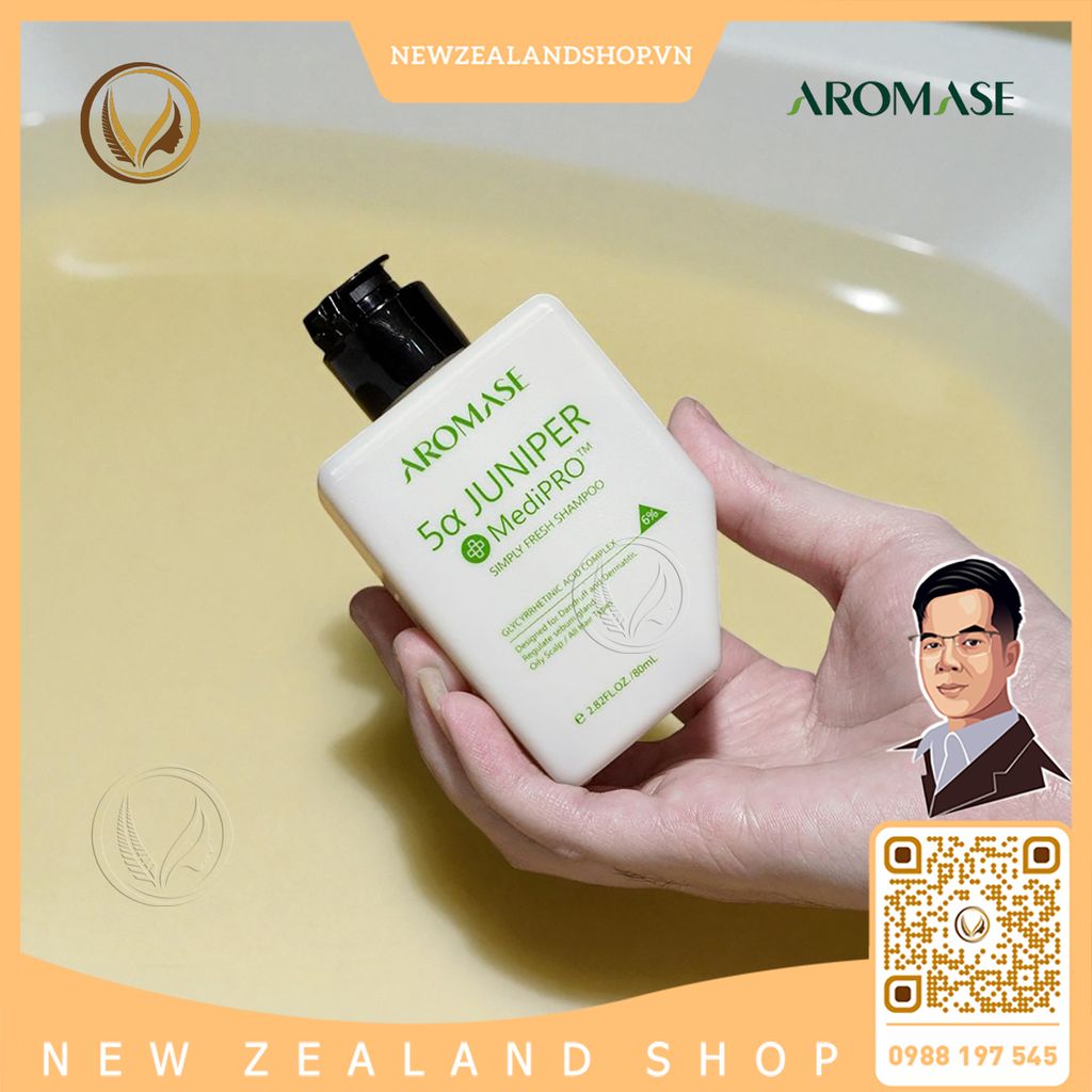 Dầu gội ngăn gàu, giảm viêm da đầu dầu chuyên sâu AROMASE 5α Juniper MediPRO Simply Fresh Shampoo 80ml