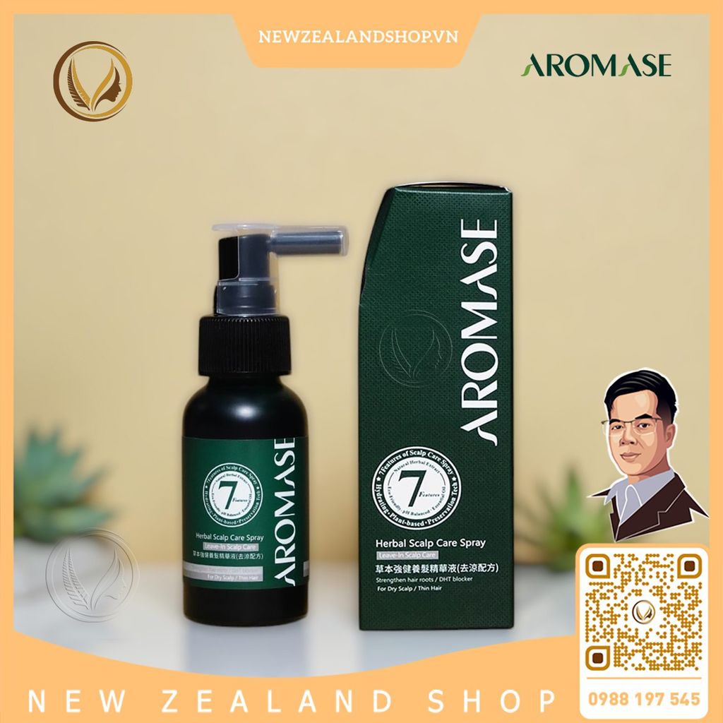 Xịt dưỡng tóc, chăm sóc da đầu khô bằng Thảo Dược AROMASE Herbal Scalp Care Spray 40ml