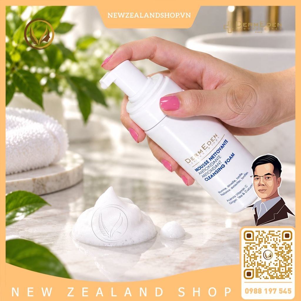 Sữa rửa mặt chống oxy hóa dạng bọt DermEden Antioxydante Cleansing Foam 150ml