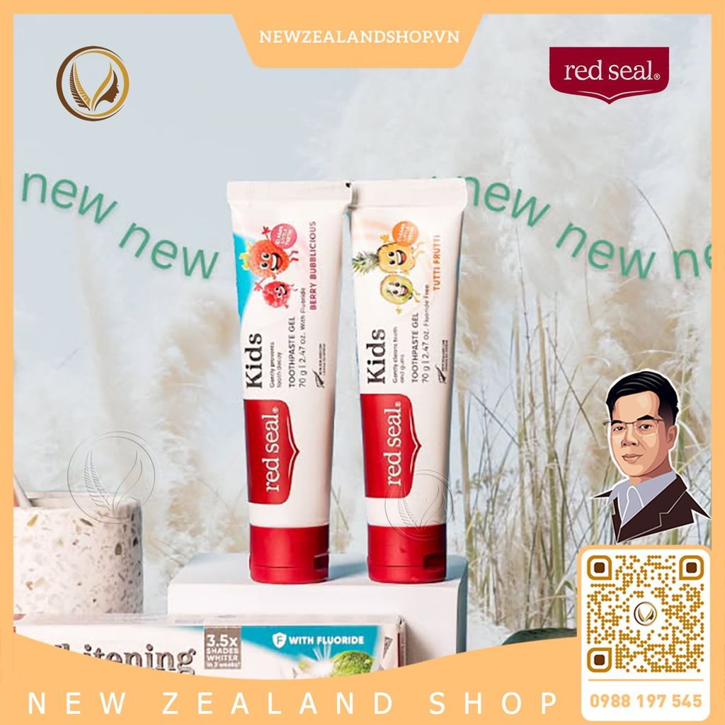 Kem đánh răng hữu cơ cho bé hương trái cây Red Seal Kids Toothpaste Gel Tutti Frutti 70g