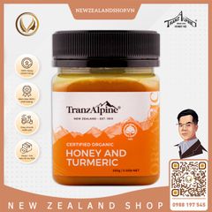 Mật ong cỏ ba lá hữu cơ kết hợp với nghệ TranzAlpine Certified Organic Honey And Turmeric 250g