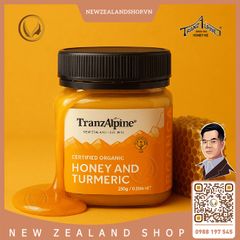 Mật ong cỏ ba lá hữu cơ kết hợp với nghệ TranzAlpine Certified Organic Honey And Turmeric 250g