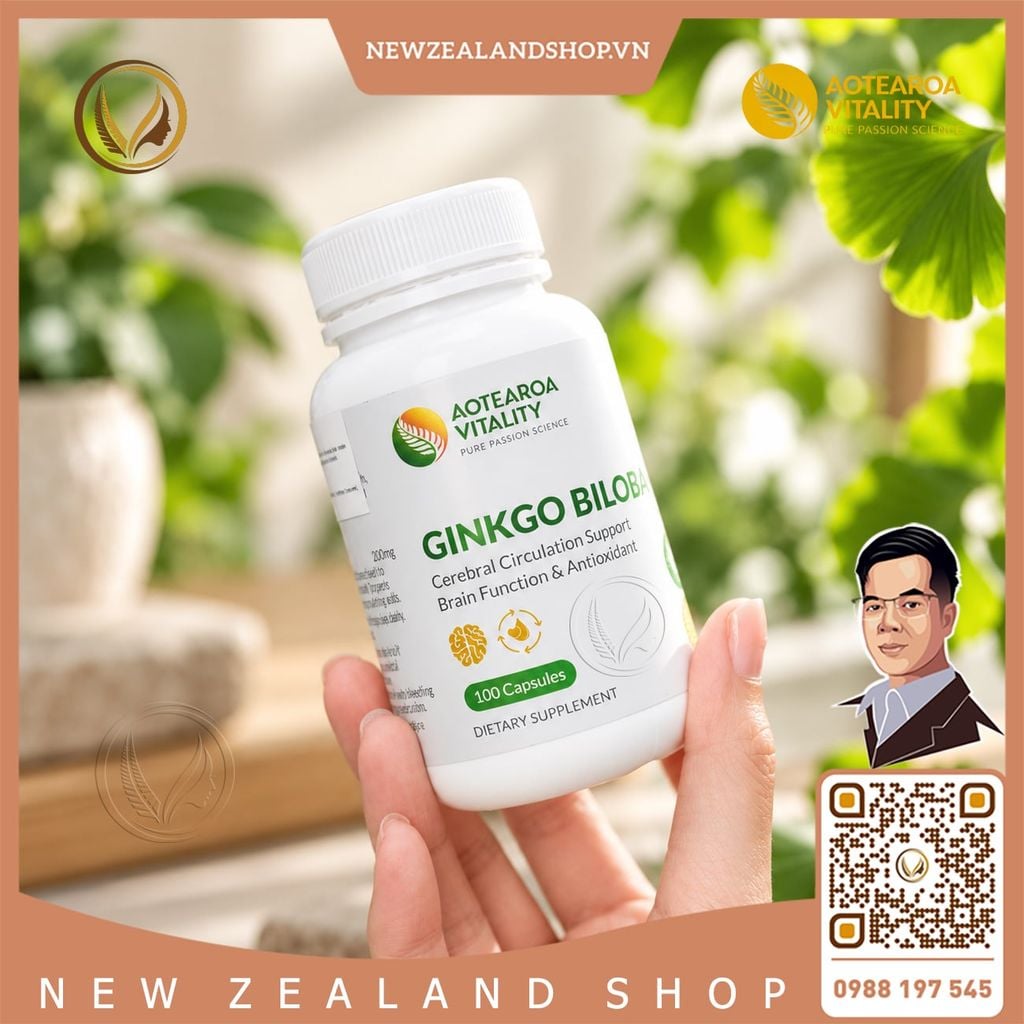 Viên uống bổ não, tăng cường trí nhớ Aotearoa Vitality Ginkgo Biloba 100 viên