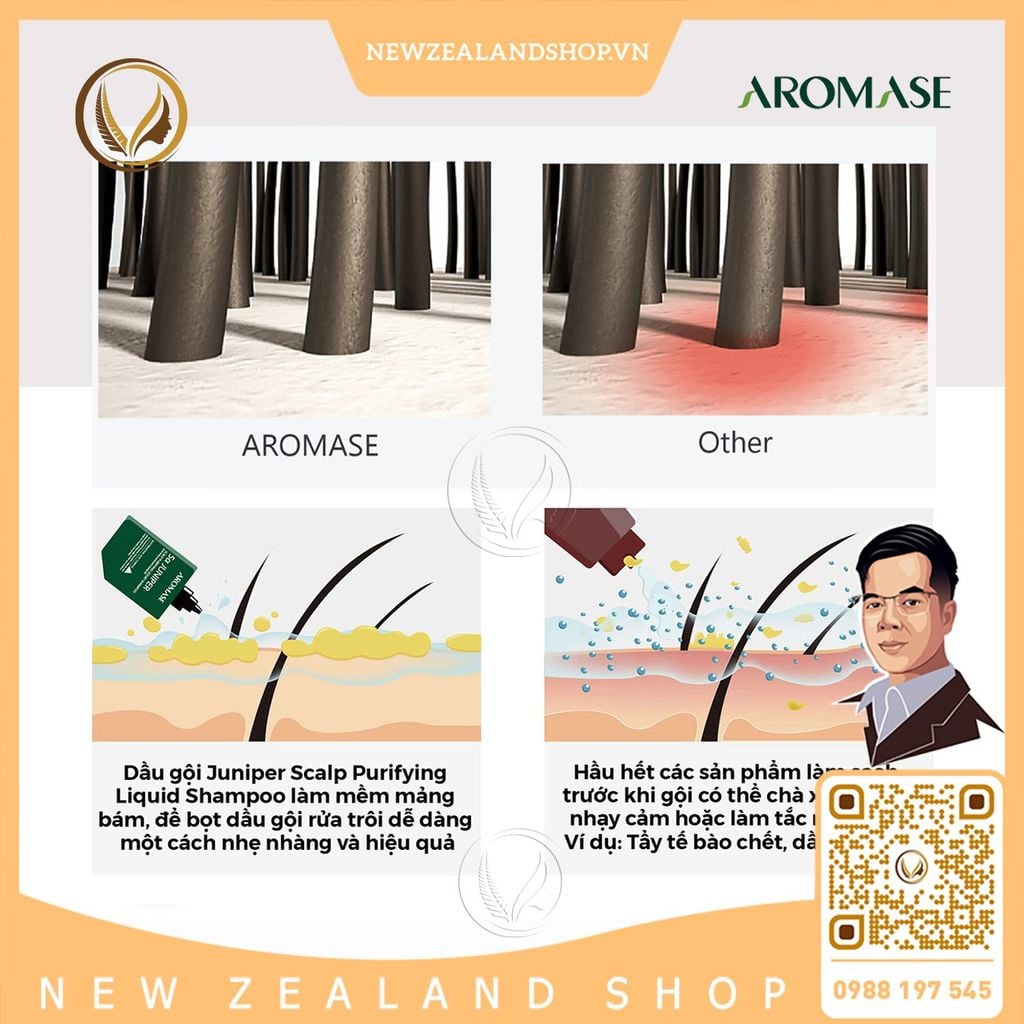 Dầu gội dạng lỏng làm sạch da đầu AROMASE 5α Juniper Scalp Purifying Liquid Shampoo 80ml