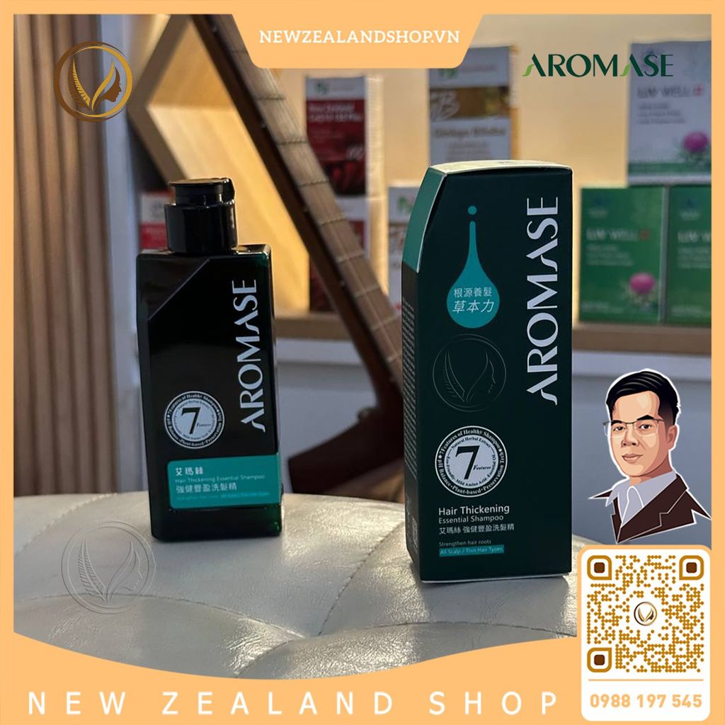 Dầu gội làm dày tóc dành cho tóc mỏng, ngăn rụng và giúp mọc tóc AROMASE Hair Volumizing Shampoo 400ml