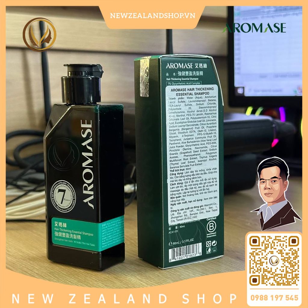 Dầu gội làm dày tóc dành cho tóc mỏng, ngăn rụng và giúp mọc tóc AROMASE Hair Volumizing Shampoo 400ml