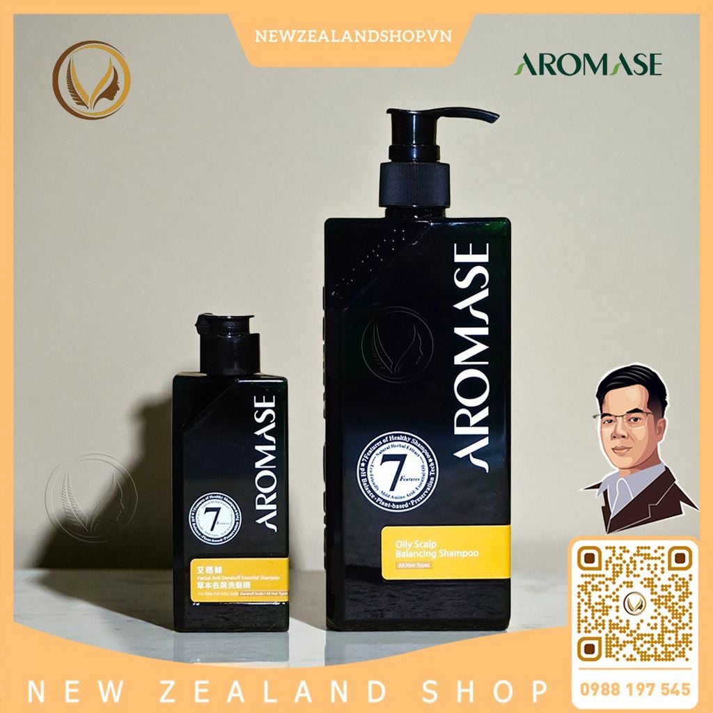 Dầu gội trị gàu, giảm dầu nhờn viêm da đầu và ngăn bết tóc AROMASE Oily Scalp Balancing Shampoo 400ml