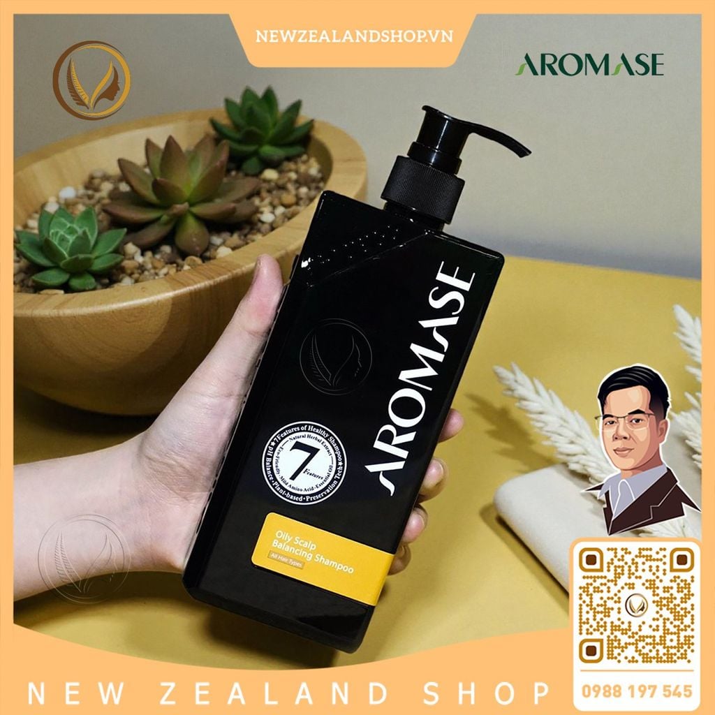 Dầu gội trị gàu, giảm dầu nhờn viêm da đầu và ngăn bết tóc AROMASE Oily Scalp Balancing Shampoo 400ml