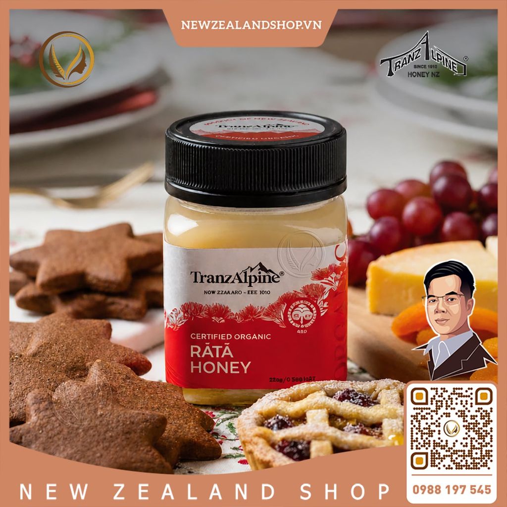 Mật ong Rata hữu cơ nguyên chất TranzAlpine Certified Organic Rata Honey 250g
