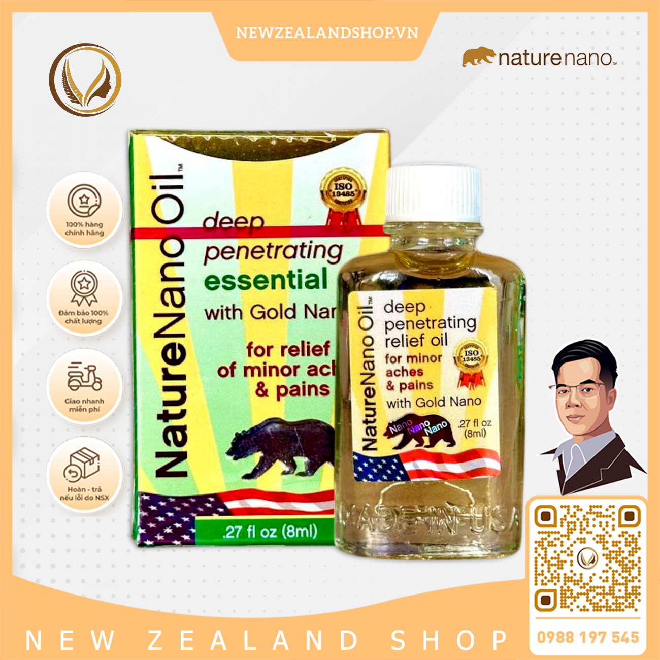 Dầu gió thiên nhiên hiệu con gấu Nature Nano Oil 8ml