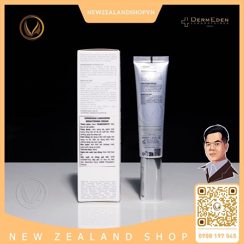 Kem giảm thâm nám, dưỡng sáng da DermEden Lumixderm Brightening Cream 40ml