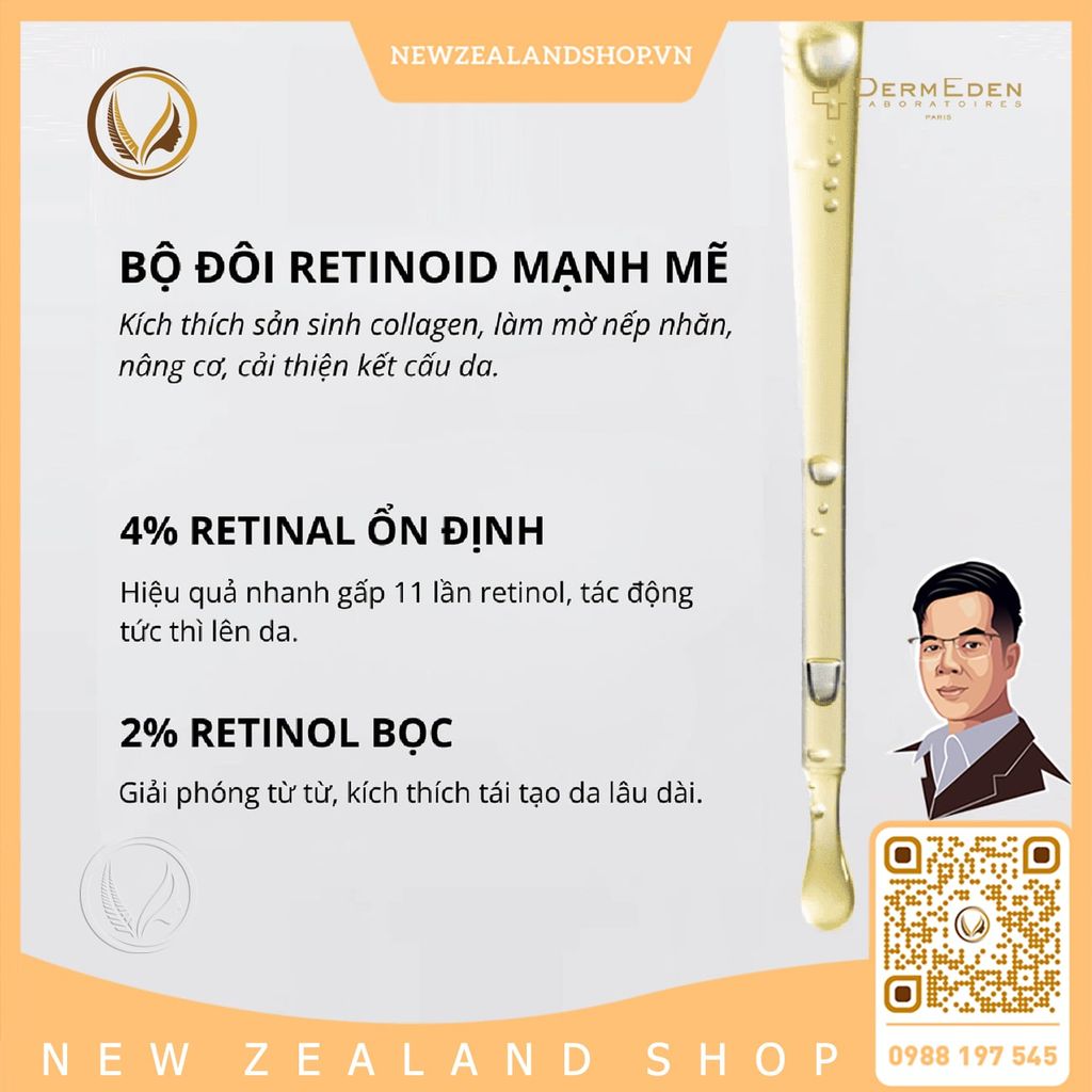 Tinh chất trẻ hoá da, giảm nếp nhăn DermEden Retinal Night Retinoids Concentrate 6% 30ml