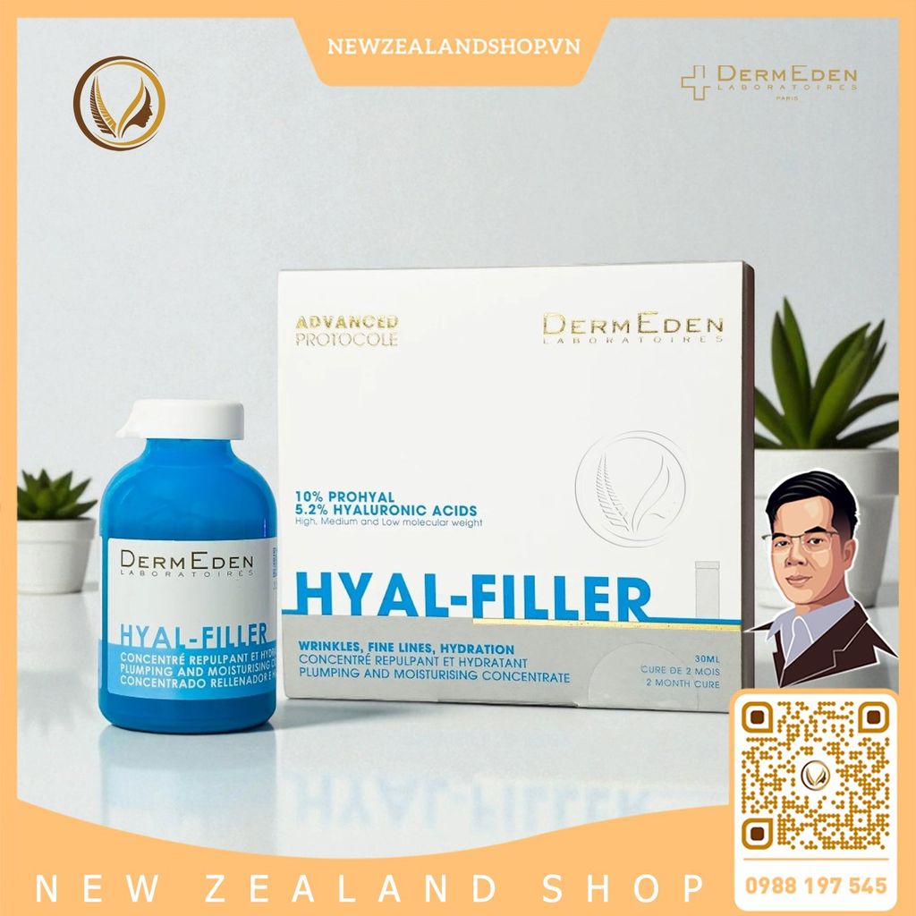 Tinh chất làm đầy nếp nhăn, căng mịn da DermEden Hyal-Filler Plumping & Moisturising Concentrate 15% 30ml