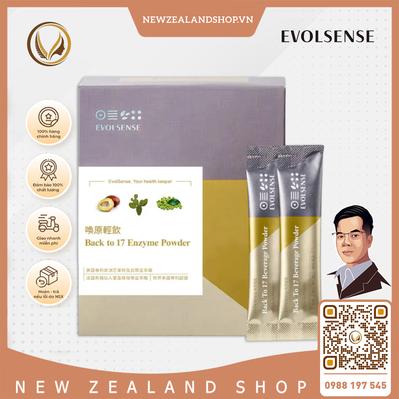 Bột enzyme giảm cân và hỗ trợ tiêu hóa Evolsense Back to 17 Youth Drink 30 gói