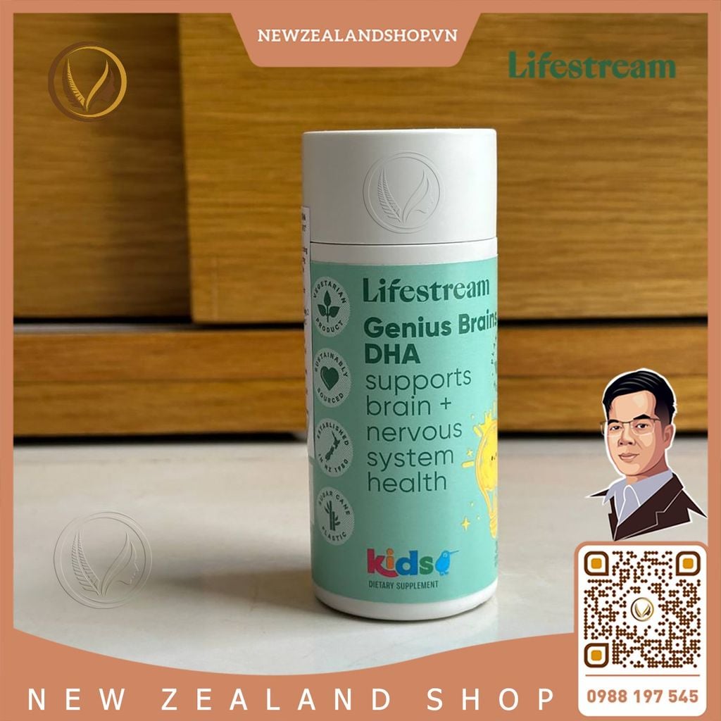 Viên uống bổ não, tăng cường trí nhớ tập trung cho trẻ em Lifestream Genius Brains DHA Kids 30 viên