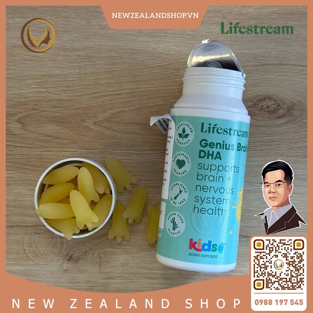 Viên uống bổ não, tăng cường trí nhớ tập trung cho trẻ em Lifestream Genius Brains DHA Kids 30 viên