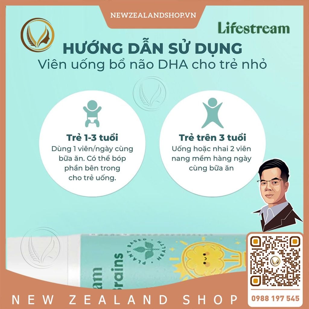 Viên uống bổ não, tăng cường trí nhớ tập trung cho trẻ em Lifestream Genius Brains DHA Kids 30 viên