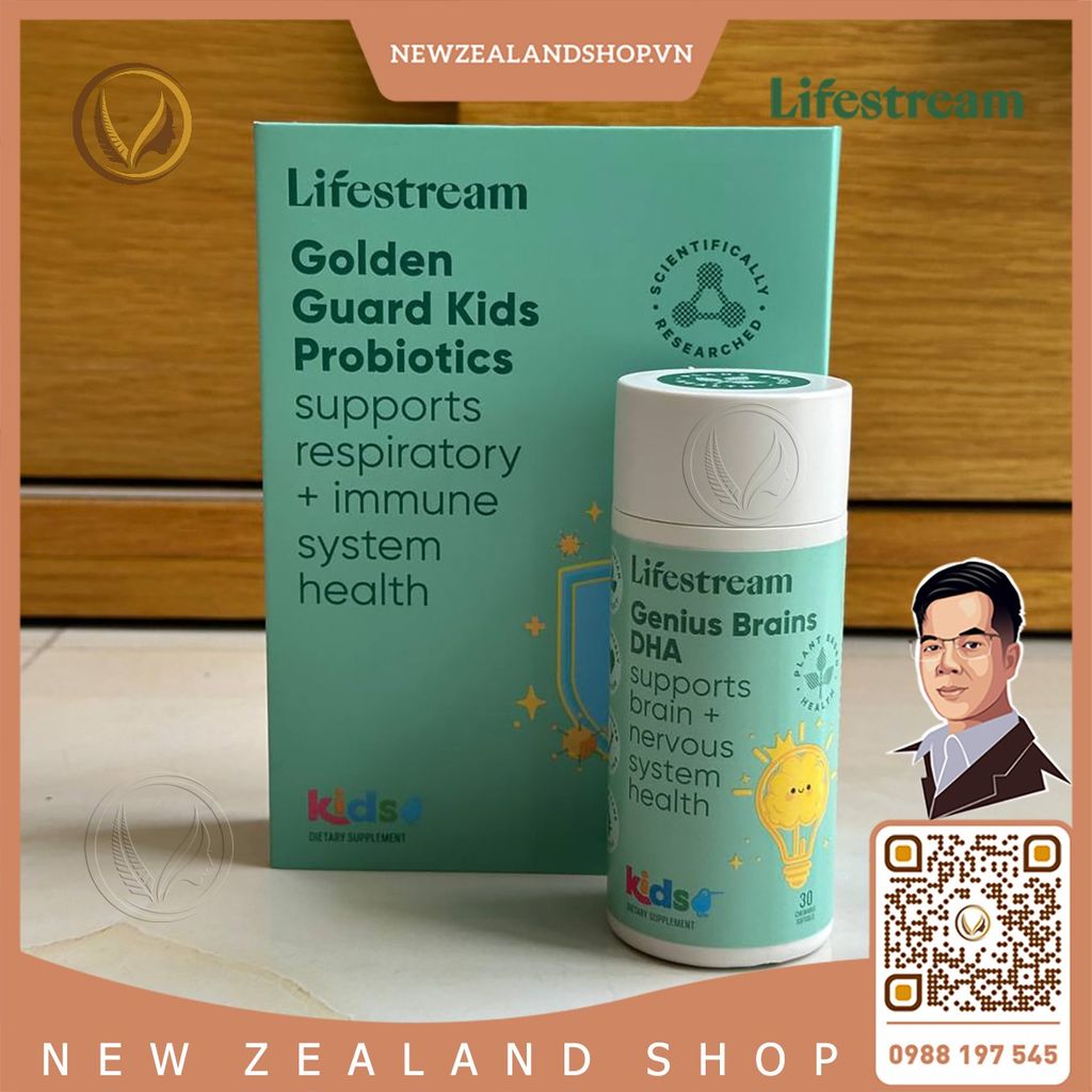 Bột men vi sinh tăng miễn dịch và hô hấp cho trẻ em Lifestream Golden Guard Kids Probiotics 15 gói