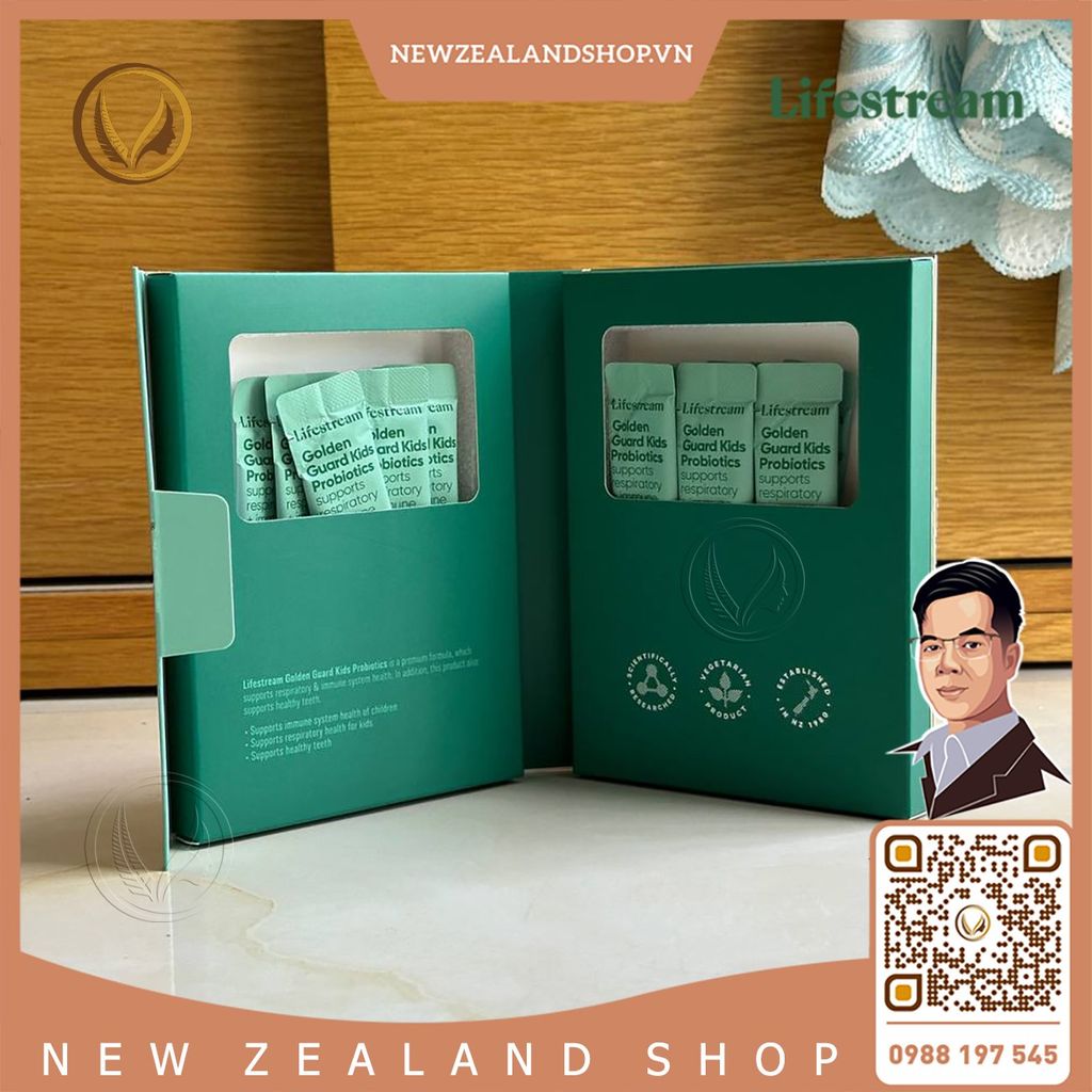 Bột men vi sinh tăng miễn dịch và hô hấp cho trẻ em Lifestream Golden Guard Kids Probiotics 15 gói
