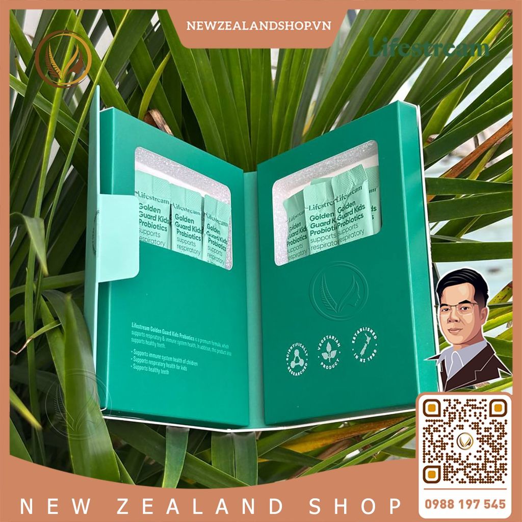 Bột men vi sinh tăng miễn dịch và hô hấp cho trẻ em Lifestream Golden Guard Kids Probiotics 15 gói