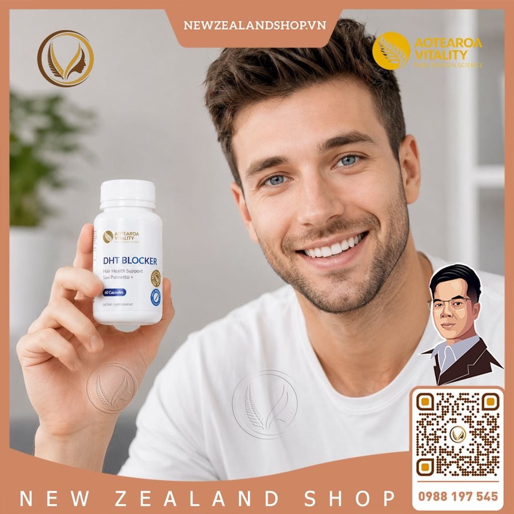 Viên uống kích thích mọc tóc nhanh, ngăn rụng tóc Aotearoa Vitality DHT Blocker 60 viên