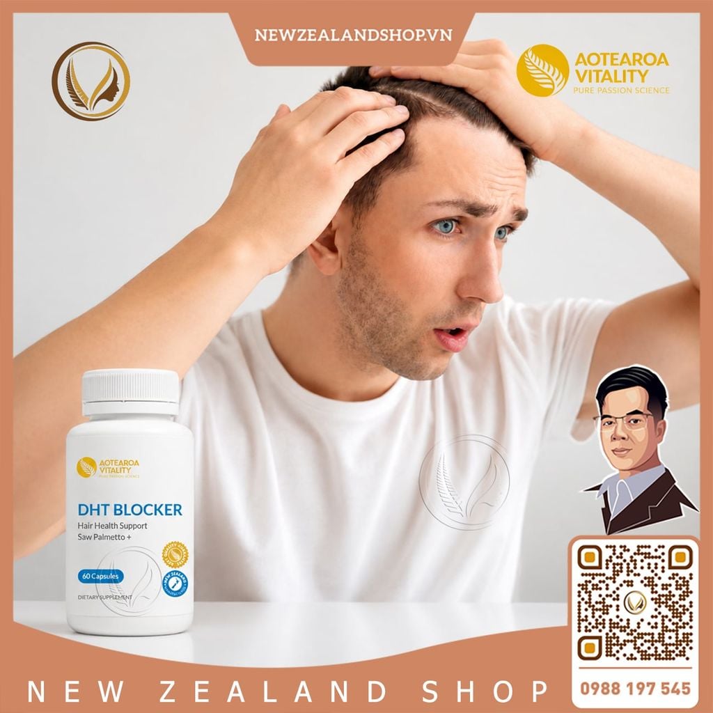 Viên uống kích thích mọc tóc nhanh, ngăn rụng tóc Aotearoa Vitality DHT Blocker 60 viên