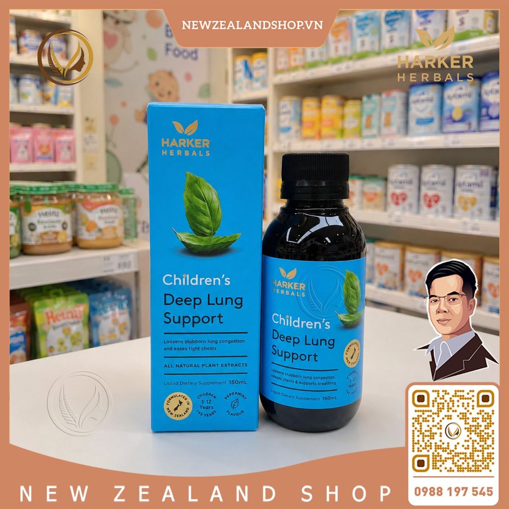 Siro bổ phổi, giảm ho chuyên sâu cho trẻ em Harker Herbals Children’s Deep Lung Support 150ml