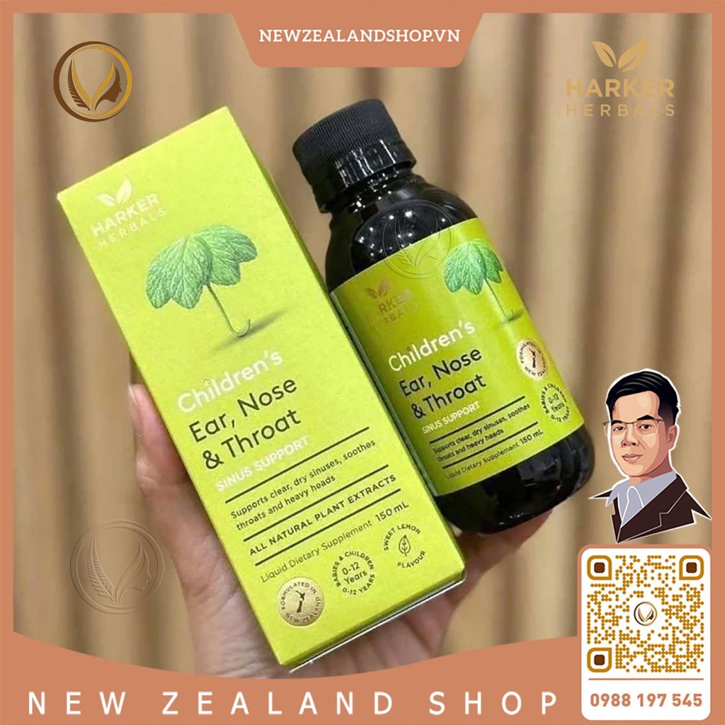 Siro giảm sổ mũi, nghẹt mũi, làm dịu Tai Mũi Họng cho bé Harker Herbals Children's Ear Nose & Throat 150ml