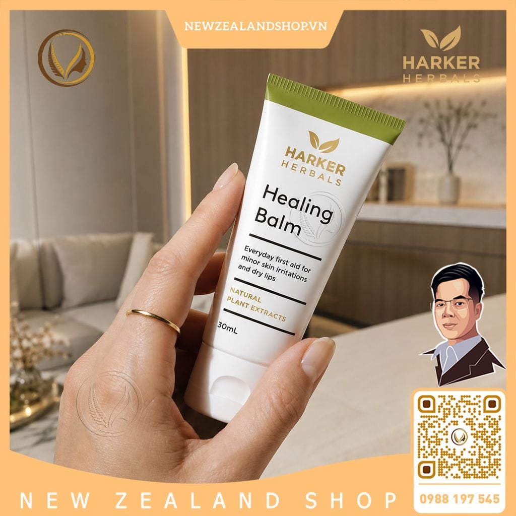 Cao xoa dịu vết thương, phục hồi da khô, môi nứt nẻ và côn trùng cắn Harker Herbals Healing Balm 30ml