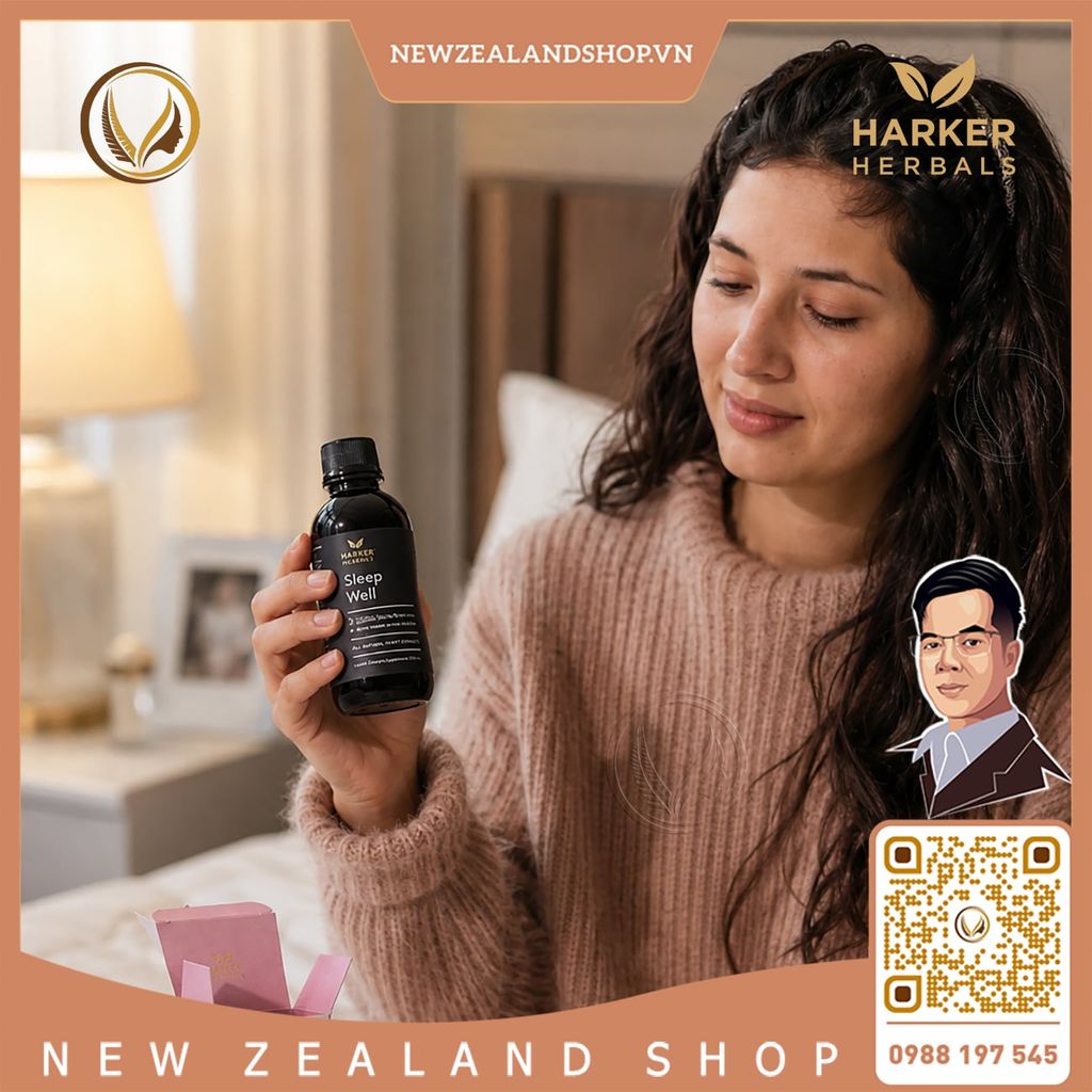 Siro ngủ ngon, hỗ trợ dễ ngủ và giúp ngủ sâu giấc Harker Herbals Sleep Well 200ml