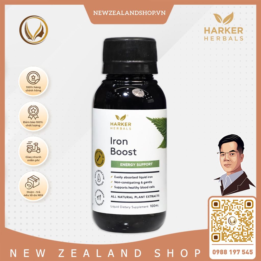 Siro bổ máu, cấp sắt cho mẹ bầu & người thiếu máu Harker Herbals Iron Boost 200ml