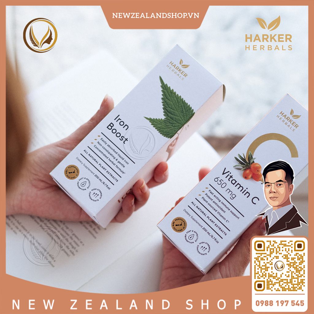 Siro bổ máu, cấp sắt cho mẹ bầu & người thiếu máu Harker Herbals Iron Boost 100ml