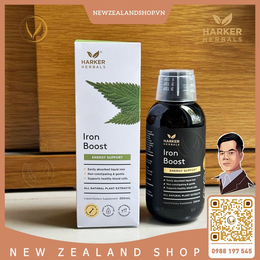 Siro bổ máu, cấp sắt cho mẹ bầu & người thiếu máu Harker Herbals Iron Boost 200ml