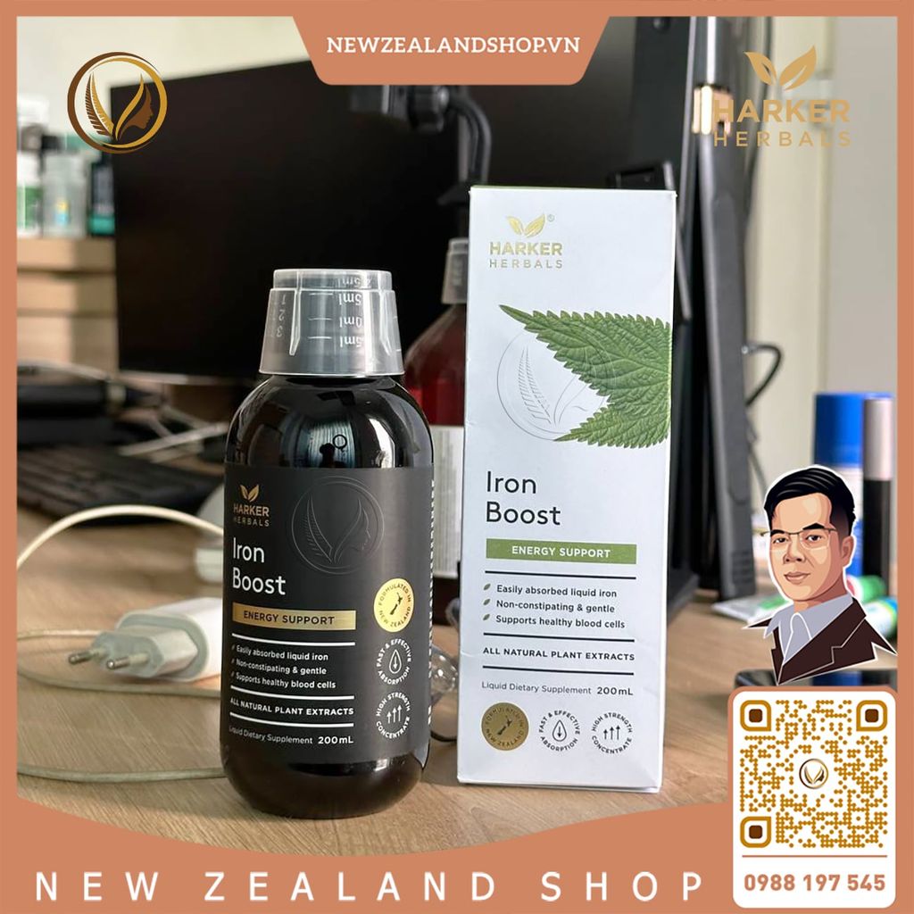 Siro bổ máu, cấp sắt cho mẹ bầu & người thiếu máu Harker Herbals Iron Boost 200ml