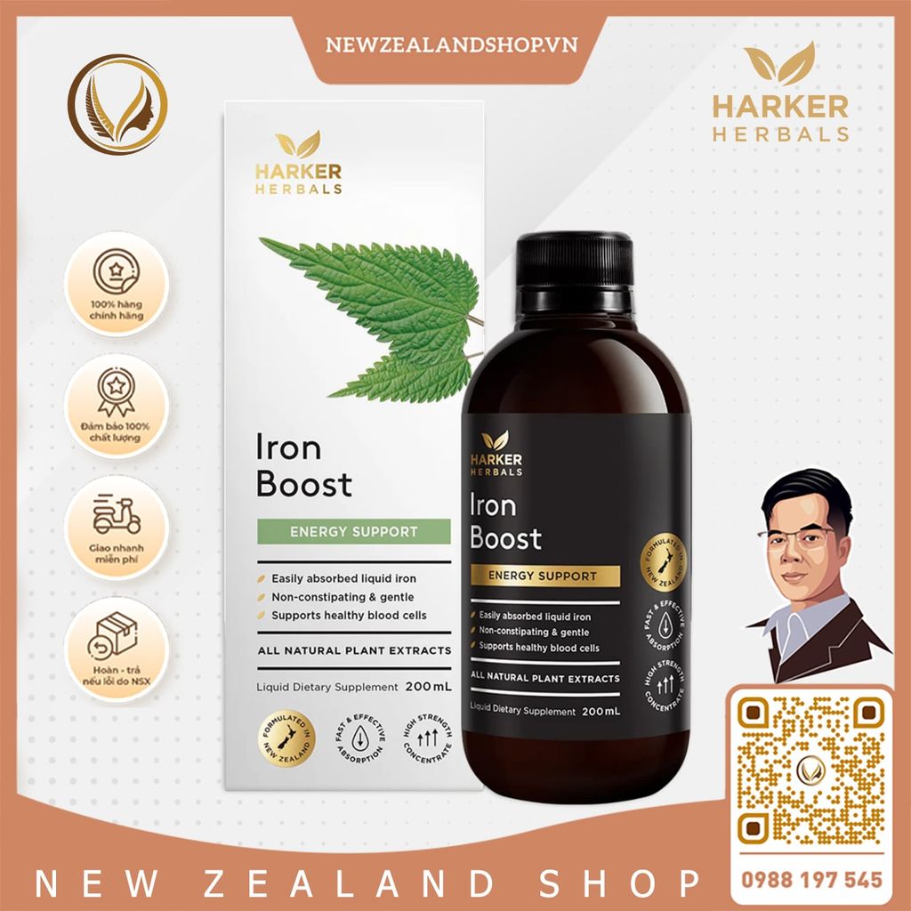 Siro bổ máu, cấp sắt cho mẹ bầu & người thiếu máu Harker Herbals Iron Boost 100ml