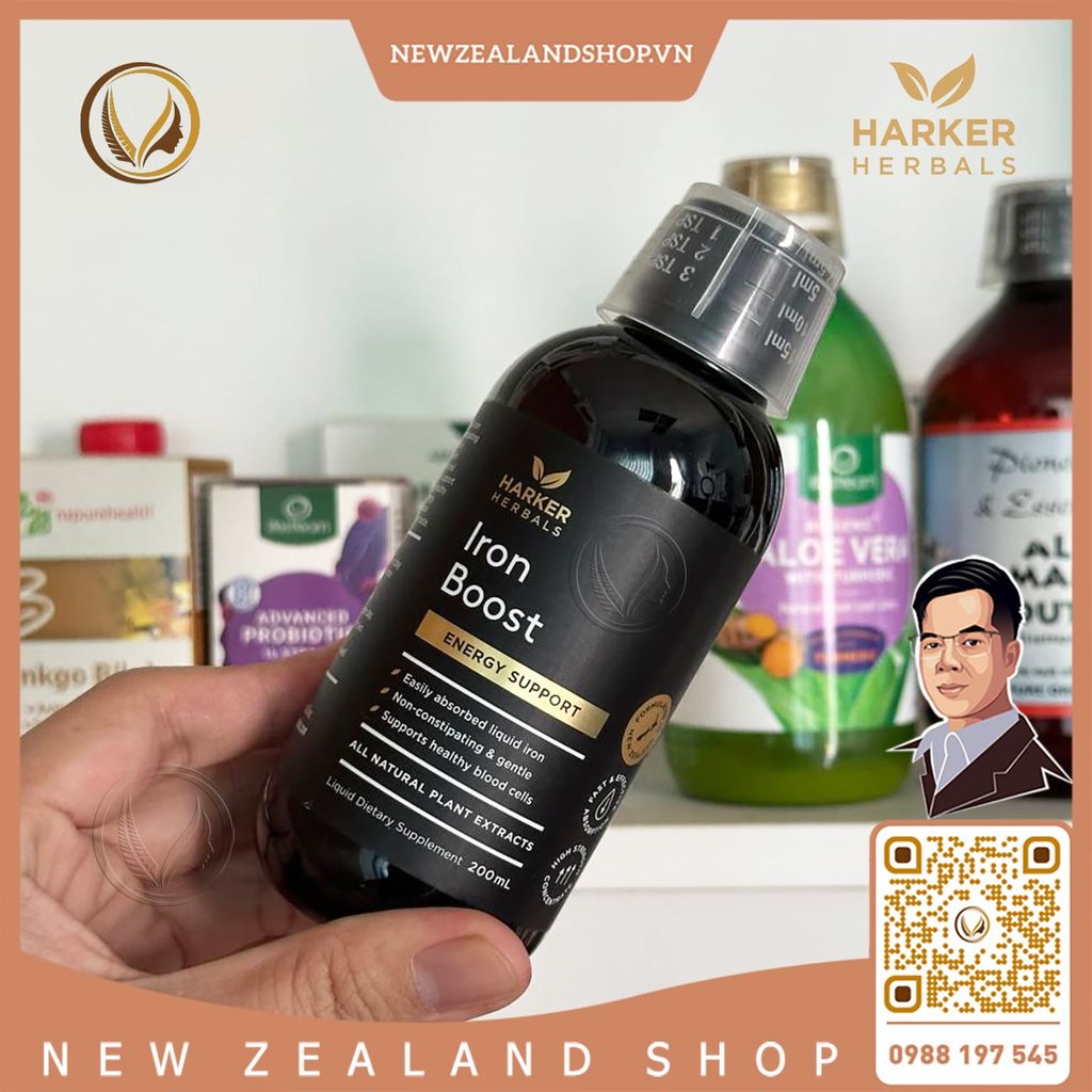 Siro bổ máu, cấp sắt cho mẹ bầu & người thiếu máu Harker Herbals Iron Boost 200ml