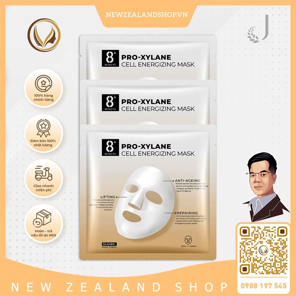Mặt nạ trẻ hóa da, săn chắc, phục hồi da Jema Rose 8+ Minute Pro-Xylane Cell Energizing Mask 5 miếng x 25ml
